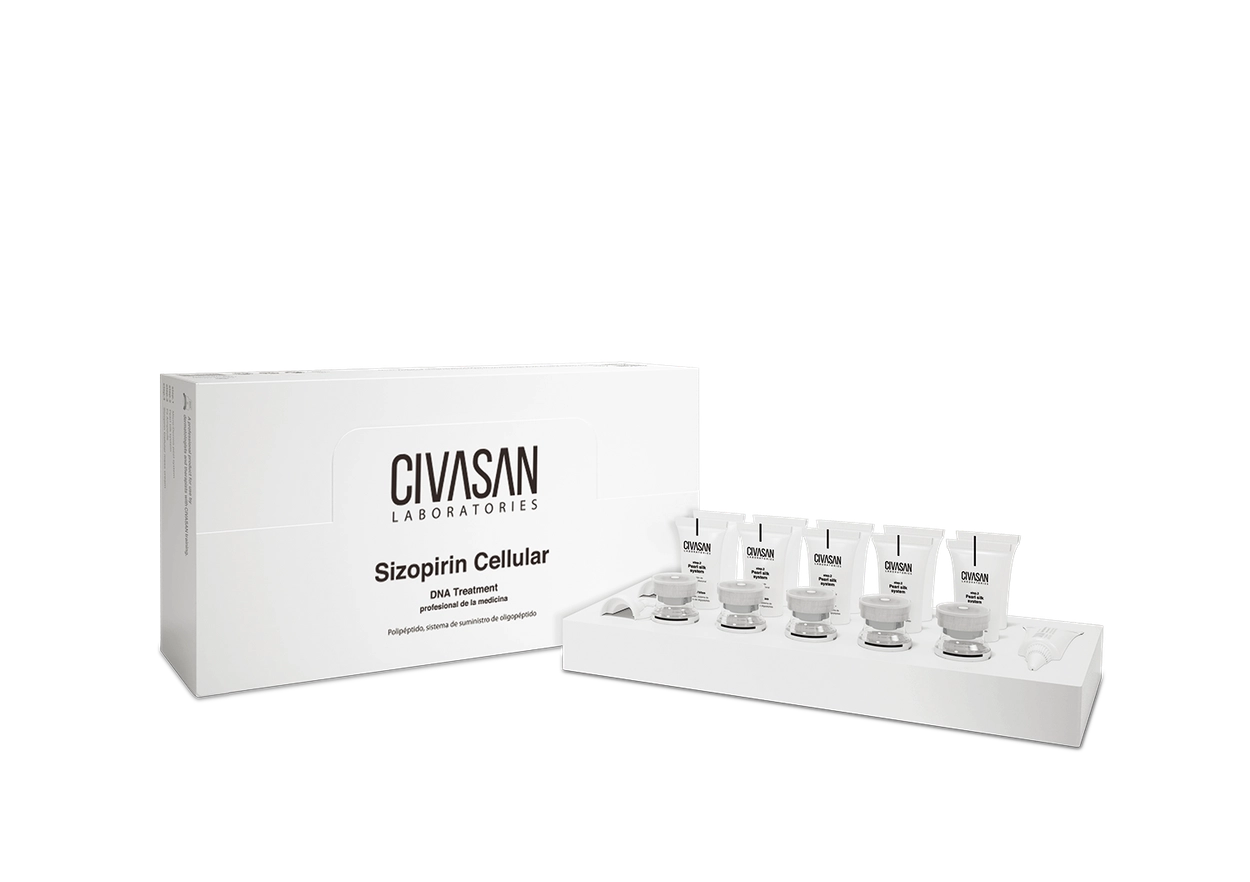 Civasan skincare product set with boxes and bottles on a white background