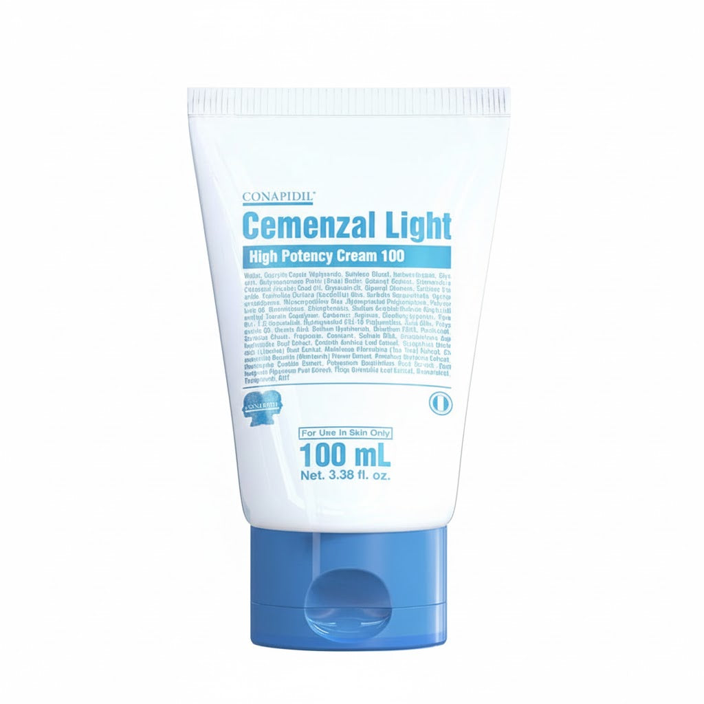 Cemenzal Light high potency cream 100ml tube on a white background